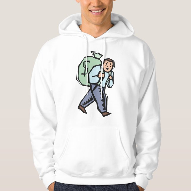 Sudadera Hombre llevando una gran bolsa de dinero (Anverso)