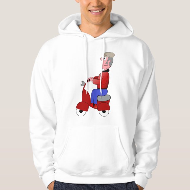 Sudadera Hombre Mayor En Un Scooter Hens Hoodie (Anverso)