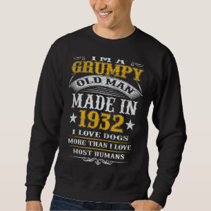 Sudadera Hombre Mayor Gruñón Hecho En 1932 Cumpleaños 90