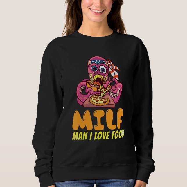 Sudadera Hombre Me Encanta La Comida Octopus Comer Pizza Ha (Anverso)