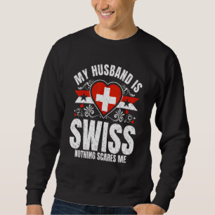 Sudadera Hombre Mi Marido Es Bandera Del Orgullo Suizo Raíc