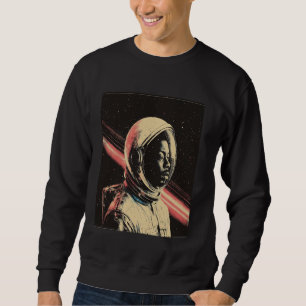 Sudadera Hombre negro retro astronauta explorando el espaci