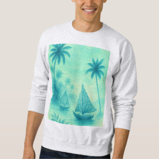 sudadera hombre playa paisaje en azul