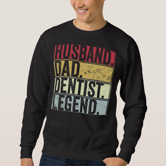 Sudadera Hombre Retro Esposo Papá Leyenda Dentista Para Pad (Anverso)