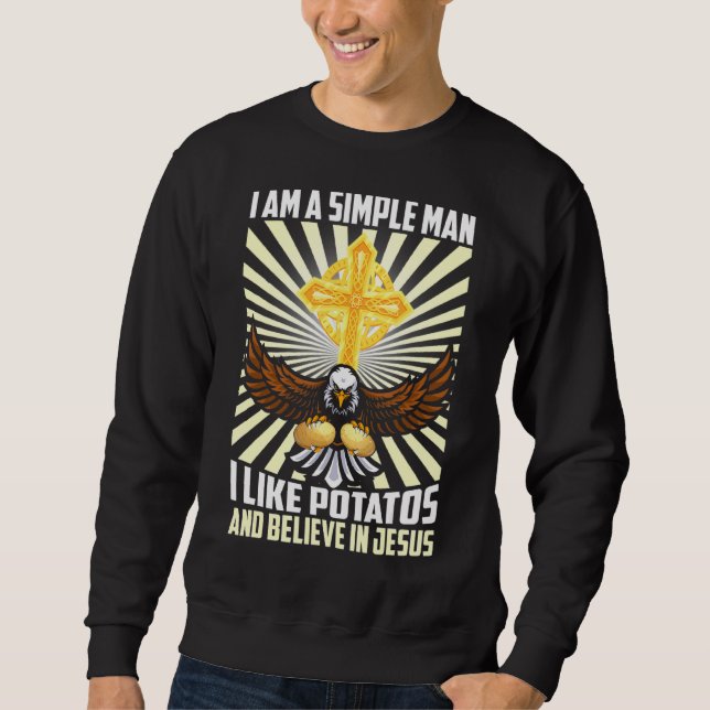 Sudadera Hombre Simple Como Potatos Vegan Cree En Jesu (Anverso)