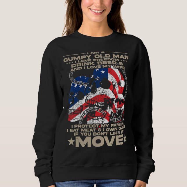 Sudadera Hombre viejo gruñón Libertad Cerveza familia Skull (Anverso)