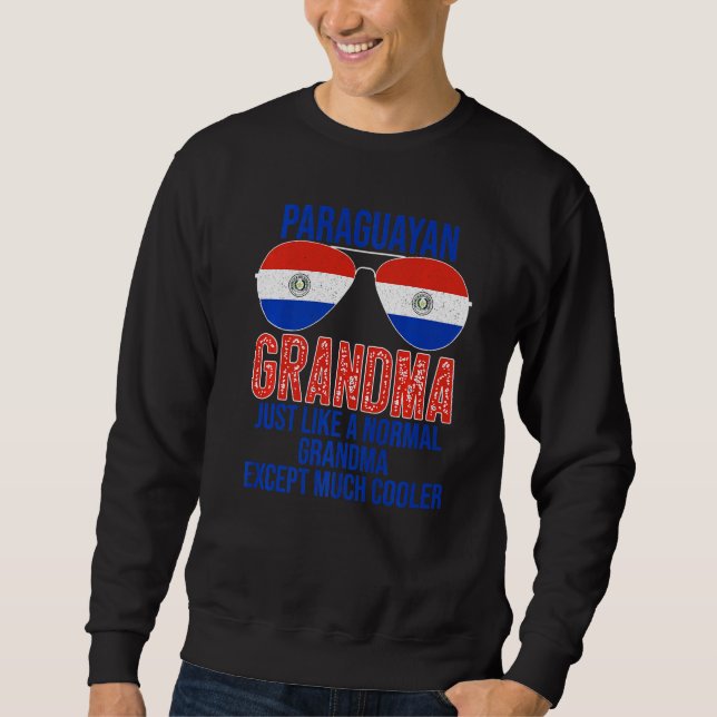 Sudadera Hombres Abuela Paraguaya Bandera Gafas De Sol M (Anverso)