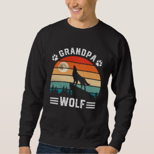 Sudadera Hombres Abuelo Lobo Día del Padre Luna Noche Vinta