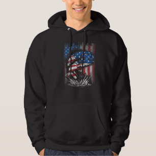 Sudadera Hombres Bandera Americana Pescador Vintage Bass