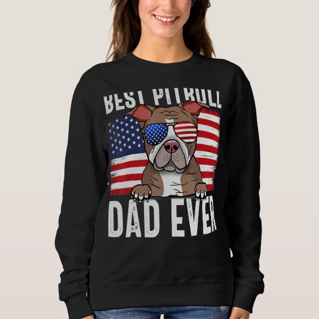 Sudadera Hombres Bandera Estadounidense Pitbull Dad Dog For (Anverso)