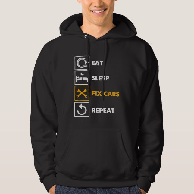 Sudadera Hombres Comer Sleep Fix Coches Automático Coche Sc (Anverso)