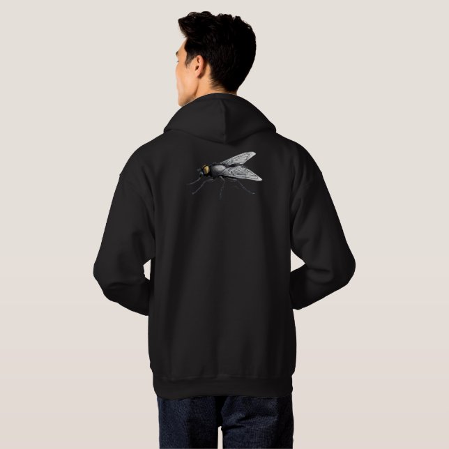 Sudadera Hombres de Buda de la mosca negra de vuelta (Reverso completo)