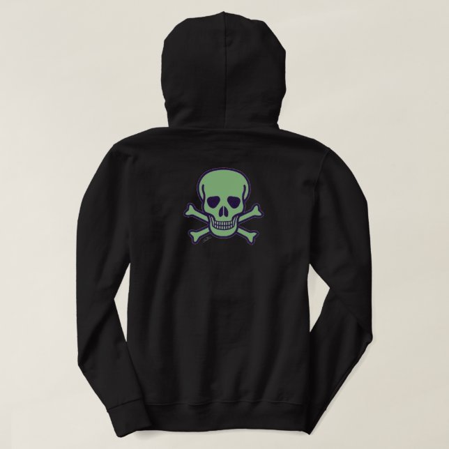 Sudadera Hombres de cráneo verde negro de vuelta (Reverso del diseño)