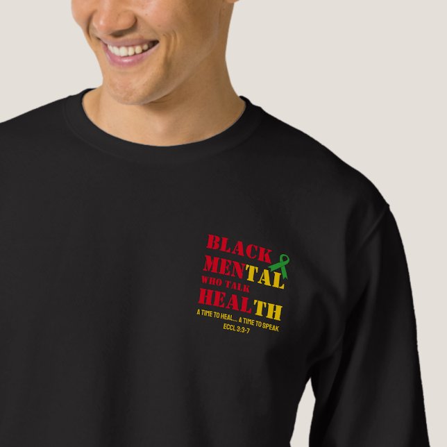 Sudadera HOMBRES DE LA SALUD Mental Negra QUE HABLAN DE SAL (Front view cropped)