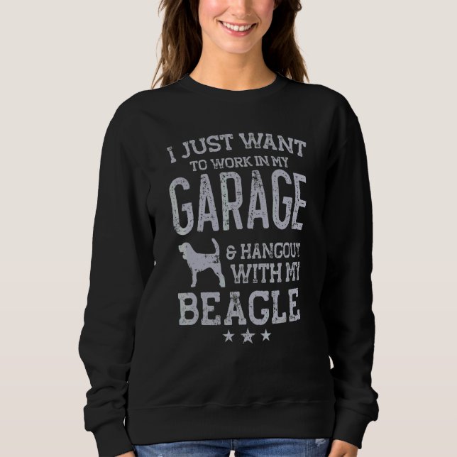 Sudadera Hombres de Papá Beagle Garaje Coche Lugar de Encue (Anverso)