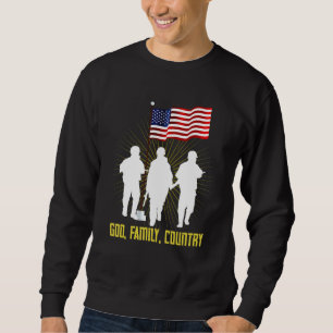 Sudadera Hombres Dios Familia País Orgulloso Soldado Pri Es