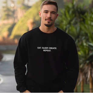 Sudadera Hombres elegantes Black Eat Sleep Crear eslogan de