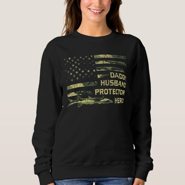 Sudadera Hombres Esposo Papi Protector Hero Fathers Day Cam (Anverso)