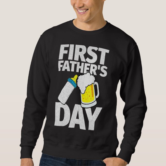Sudadera Hombres Feliz Día del Primer Padre Cerveza Bebé Bo (Anverso)