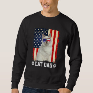 Sudadera Hombres Gato Genial Papá Bandera Americana Día del