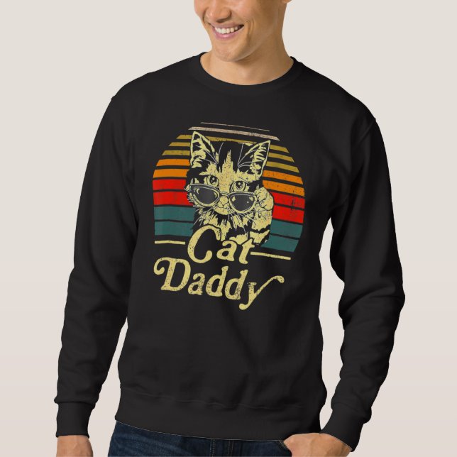 Sudadera Hombres Gato Papi Vintage Gato Papá Fa (Anverso)