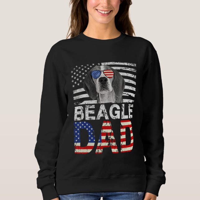 Sudadera Hombres Guay Beagle Dad Eeuu Flag Patriotic Father (Anverso)