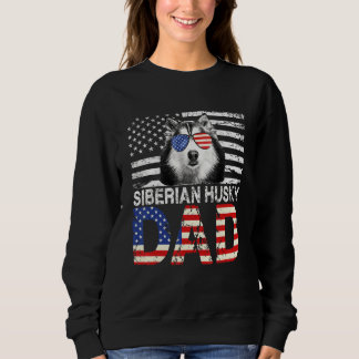 Sudadera Hombres Guay Siberian Husky papá Bandera Estadouni