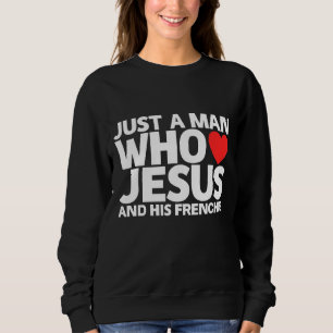 Sudadera Hombres Jesús Mascota Perro Frenchie Amor Cachorro
