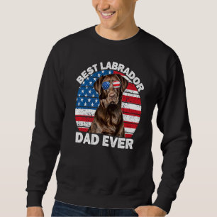 Sudadera Hombres Labrador Papá Bandera Americana Chocolate 