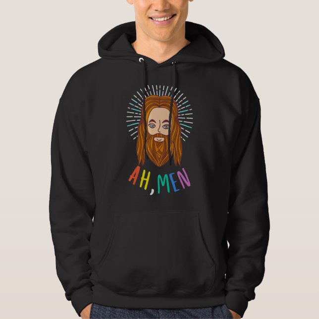Sudadera Hombres Lgbt Orgullo Gay Jesús Bandera Arcoiris Cr (Anverso)