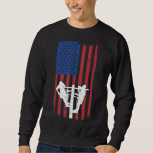 Sudadera Hombres Lineman Electricidad Linemen Bandera Ameri