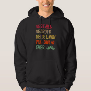 Sudadera Hombres mejor cerveza de barba que ama a Pug papá