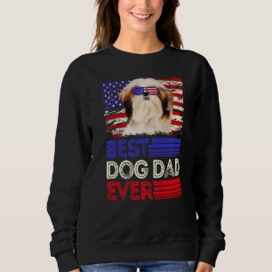 Sudadera Hombres Mejor Papa Shih Tzu Nunca Patrioti Bandera