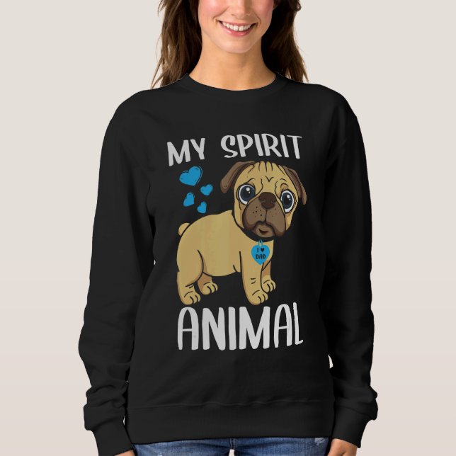 Sudadera Hombres Mi Espíritu Animal Pug Perro I Love Dad He (Anverso)