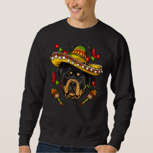 Sudadera Hombres mujeres de Cinco De Mayo Rottweiler Sombre