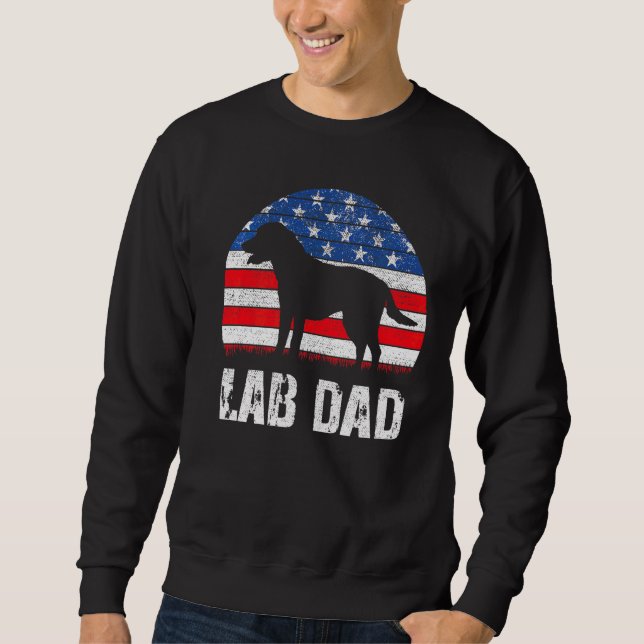 Sudadera Hombres Negro Labrador Papá Ee.Uu. Bandera America (Anverso)