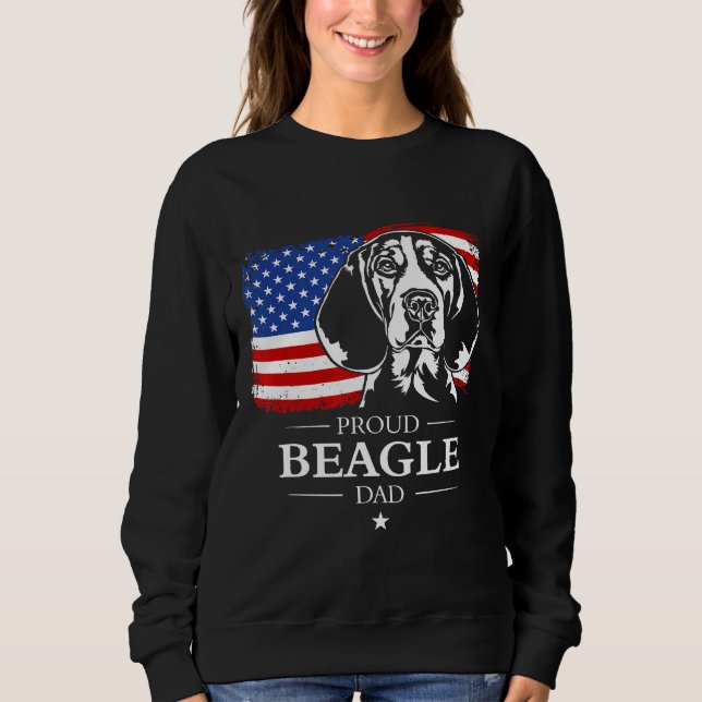Sudadera Hombres Orgullosos Beagle Dad Bandera Estadouniden (Anverso)