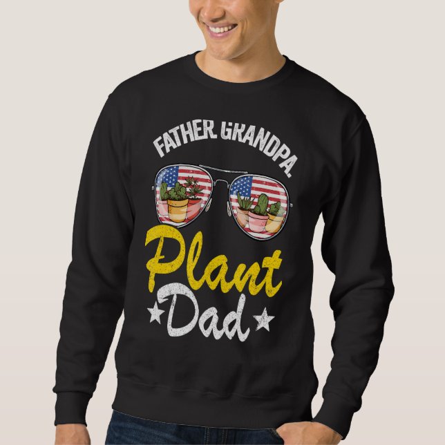 Sudadera Hombres Padre Abuelo Planta Papá Bandera Americana (Anverso)
