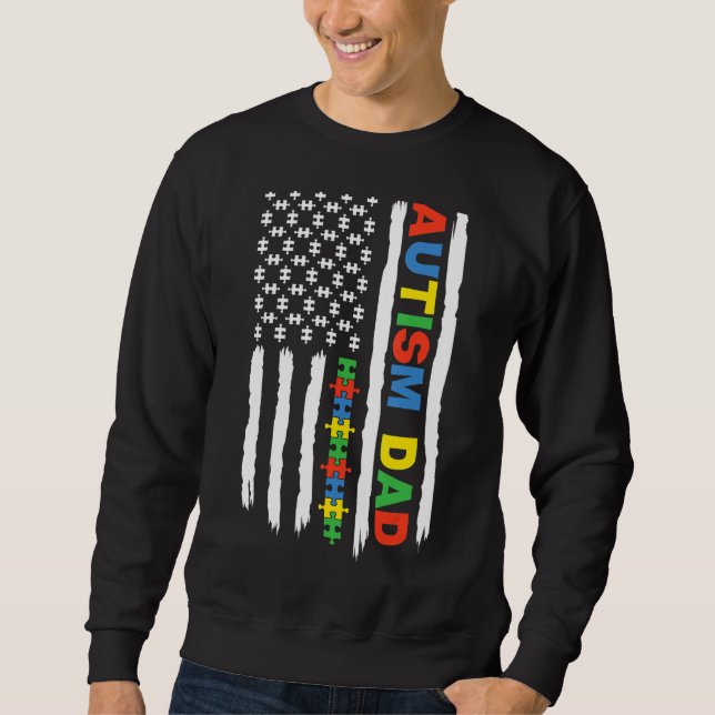 Sudadera Hombres Papá Autismo Sensibilización Bandera Ameri (Anverso)