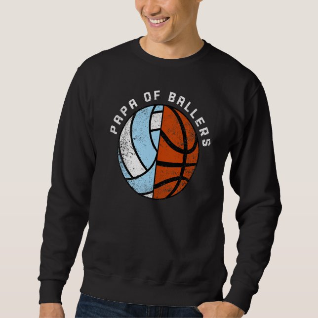 Sudadera Hombres Papa De Baloncestistas Voleibol Papa (Anverso)