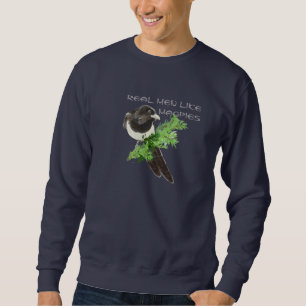 Sudadera Hombres Reales Como Magpies Humor De Pájaro Acuare