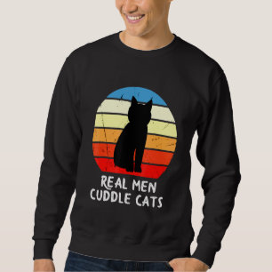 Sudadera Hombres Reales Cuidan Gatos - Retro De Vintage De 