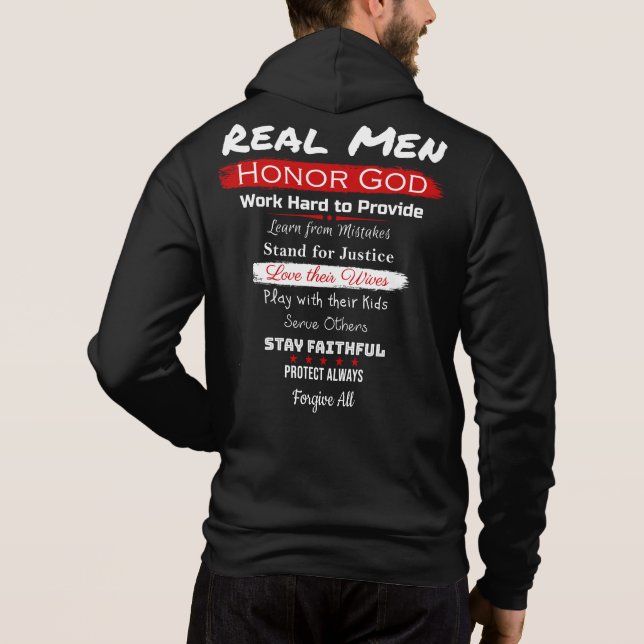 Sudadera Hombres reales: Super lista de cristianos papás (Reverso)