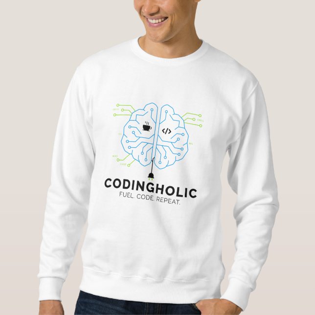 Sudadera Hombres Tech Limpio Cerebro Codificación Gráficos  (Anverso)