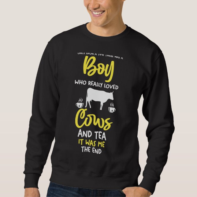 Sudadera Hombres Un Niño Que Ama El Té Y La Vaca (Anverso)