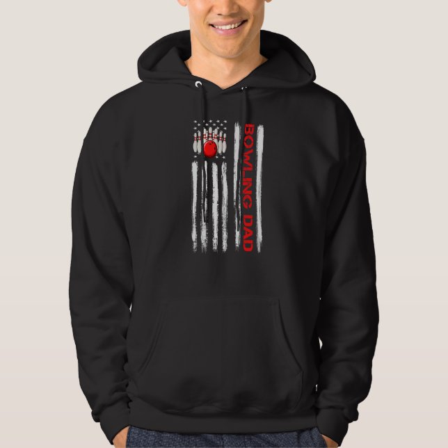 Sudadera Hombres Vintage American Flag Bowling Dad Bowling  (Anverso)