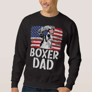 Sudadera Hombres Vintage American Flag Boxer Dad Dog For Fa