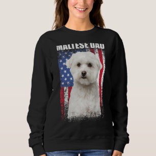 Sudadera Hombres Vintage Bandera Americana Maltesa Papá Per