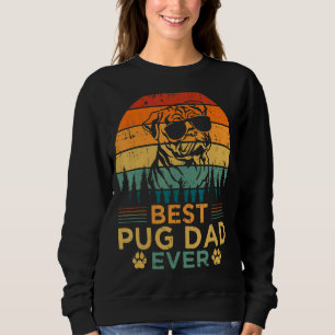 Sudadera Hombres Vintage Retro Estilo Mejor Papá Pug Nunca