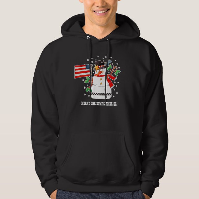 Sudadera Homenaje de Snowman con los Navidades de la bander (Anverso)